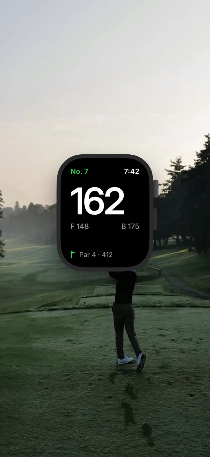 Apple Watch style yardage to the green